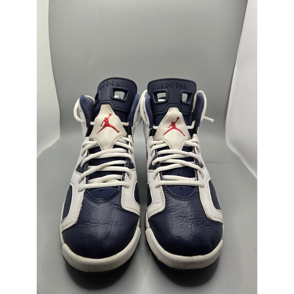 Size 7Y - Nike Air Jordan VI 6 Retro 2012 Olympic White Navy Blue, 384665-130 - Picture 9 of 9